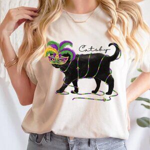 Cat Mardi Gras Shirt, Personalized Cat Mom Tee
